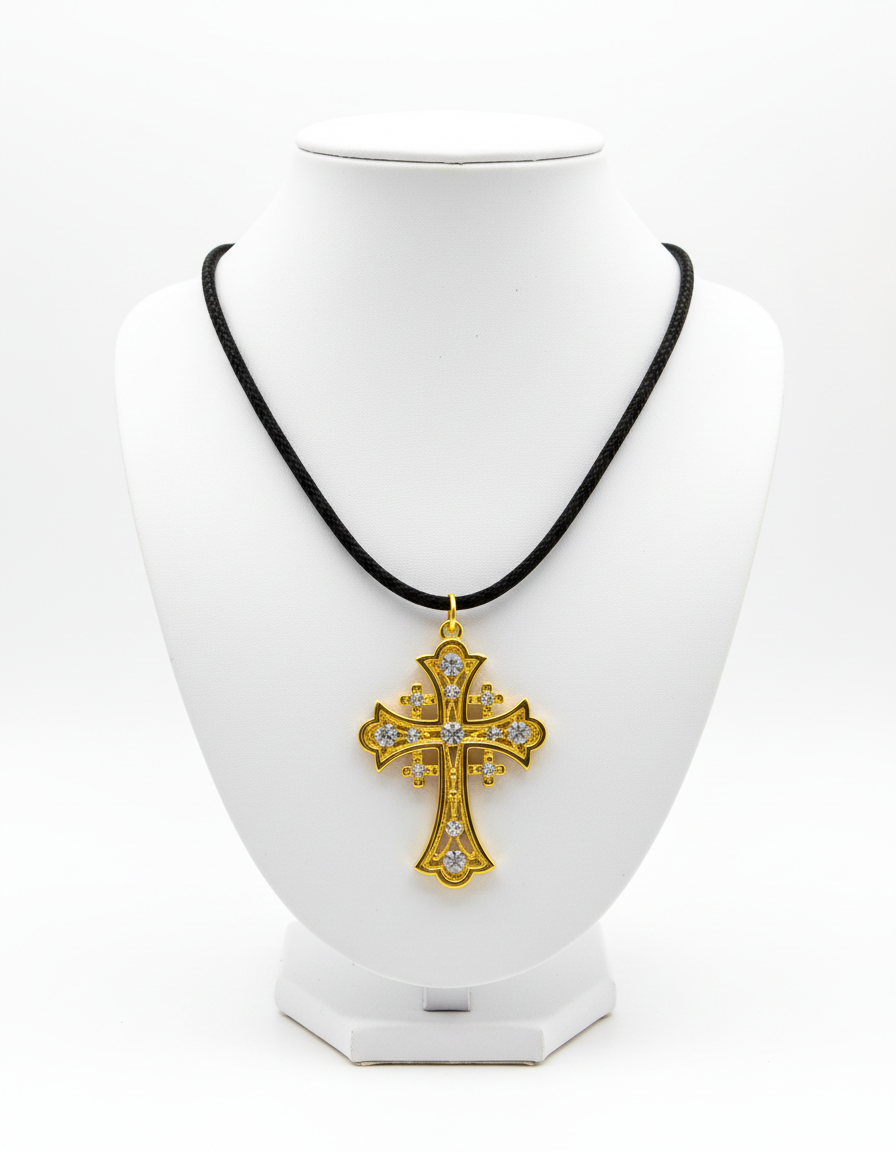 Artistic Olive Wood Jerusalem Cross Necklace