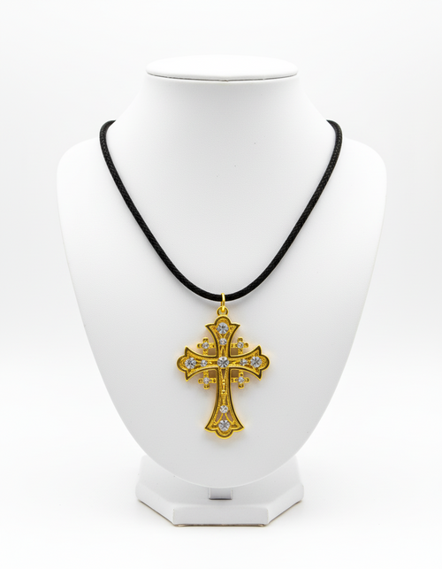 Religious jewelry hand made in Bethlehem Holy Land, front view of the olive wood masterpiece