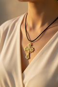 Artistic Olive Wood Jerusalem Cross Necklace | Bethlehem Handicrafts