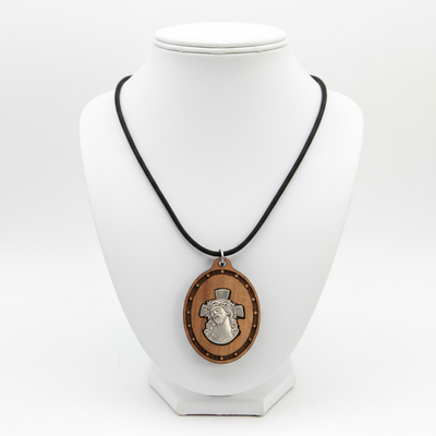 Jesus Carrying the Cross Pendant, Necklace, Olive Wood