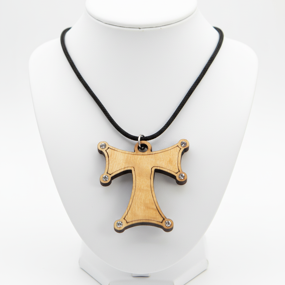 Olive Wood Franciscan Cross or Tau Cross Pendant