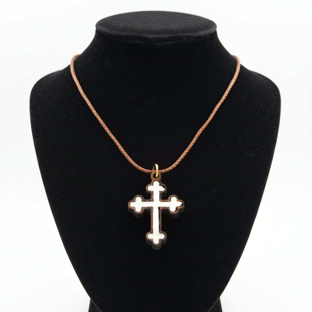 Mother of Pearl Budded Cross Necklace
