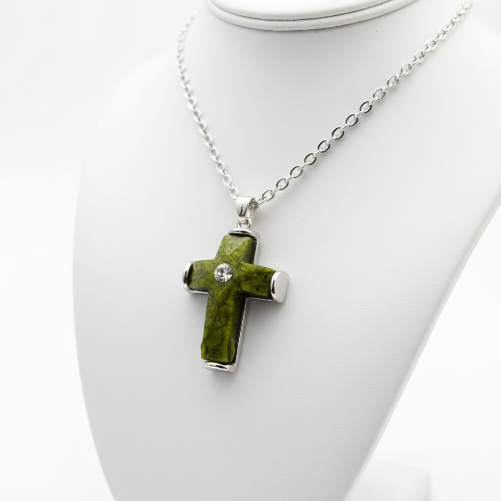 Green Cross Pendant Birthstones