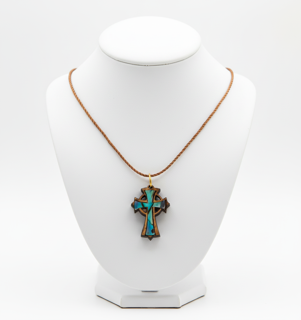 Mother of Pearl Cross Necklace (Celtic Style)
