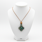 Jerusalem Cross mother of pearl religious gift from Bethlehem, front view of the olive wood masterpiece