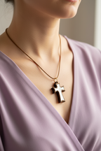 White Mother of Pearl Cross Necklace | Olive Wood from Bethlehem