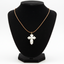 Olive Wood and White Mother of Pearl Cross Necklace (Budded Style)