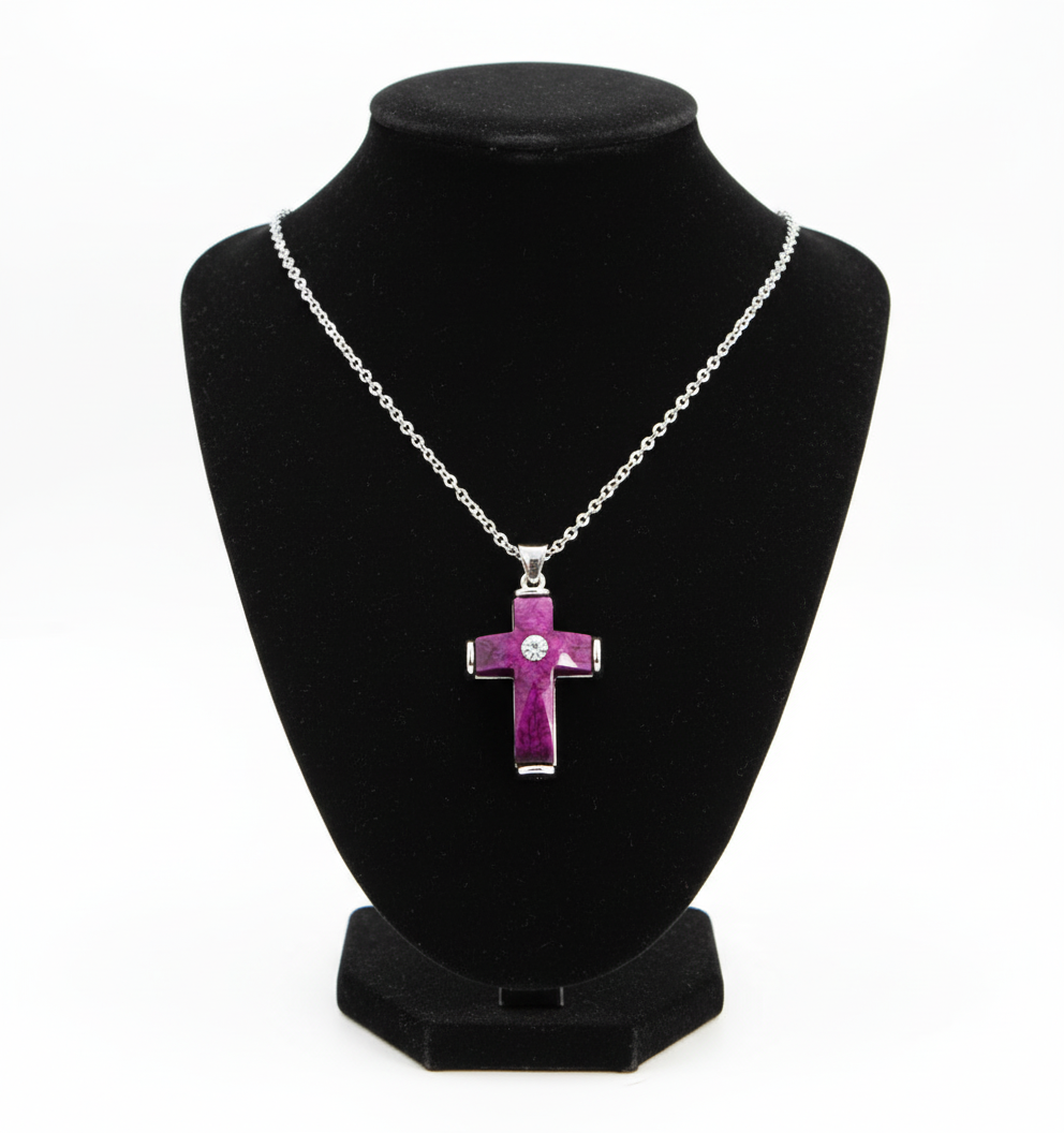 Purple Cross Pendant Birthstones