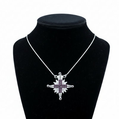 Magnetic Star of Bethlehem Necklace with Purple Gemstones