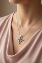 Collar magnético Estrella de Belén con gemas moradas