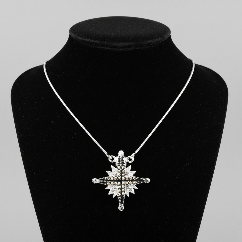 Two-Way Magnetic Star of Bethlehem Necklace with Gemstones