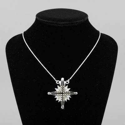 Two-Way Magnetic Star of Bethlehem Necklace with Gemstones