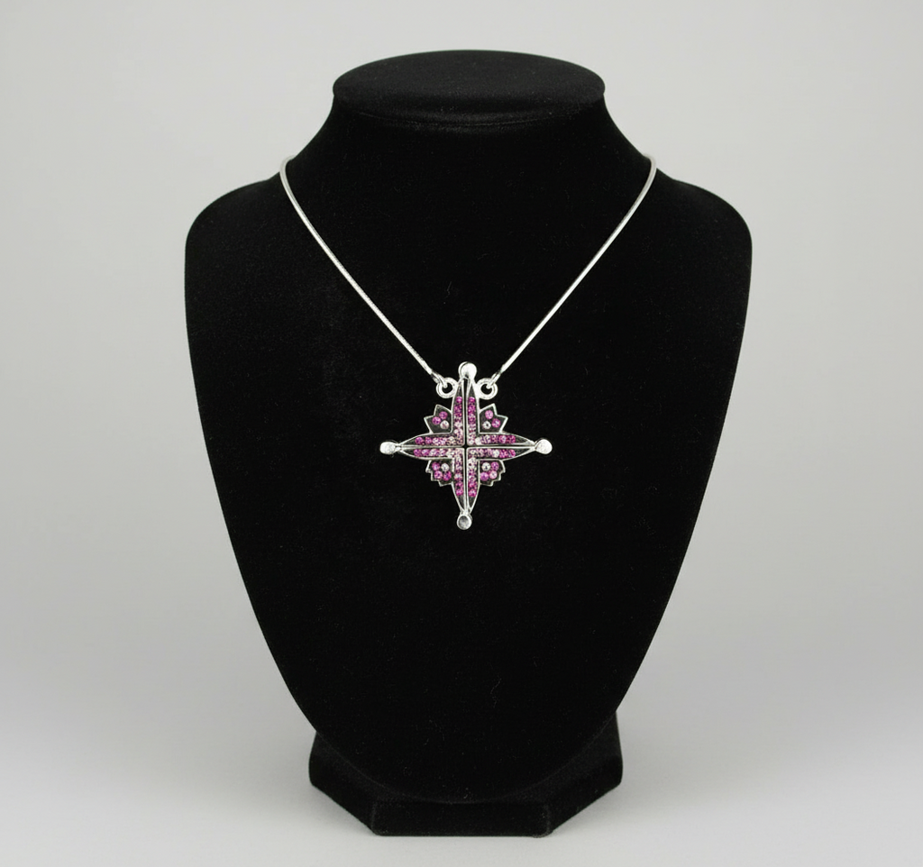 Two-Way Magnetic Star of Bethlehem Necklace (Pink Gemstones)