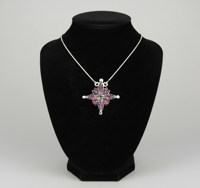 Two-Way Magnetic Star of Bethlehem Necklace (Pink Gemstones)