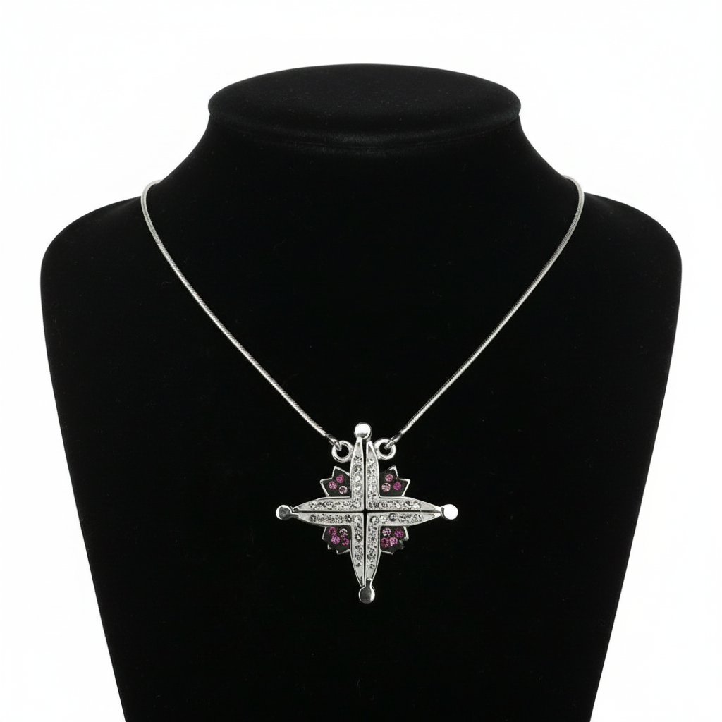Two-Way Magnetic Star of Bethlehem Necklace (Pink Gemstones)
