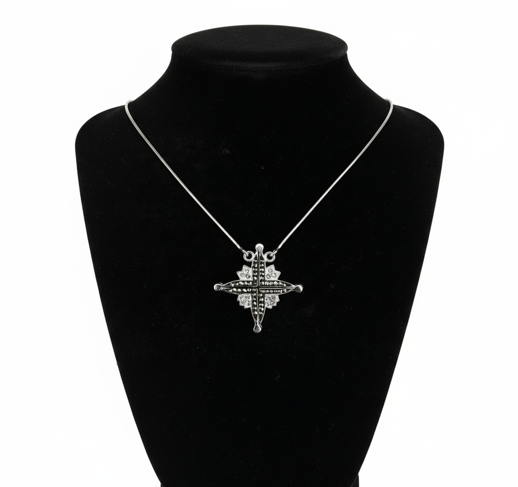 Two-Way Modern Magnetic Star of Bethlehem Necklace with Gemstones