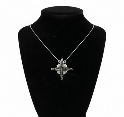 Two-Way Modern Magnetic Star of Bethlehem Necklace with Gemstones