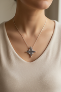Jerusalem Cross Necklace Sterling Silver Two Way Magnetic