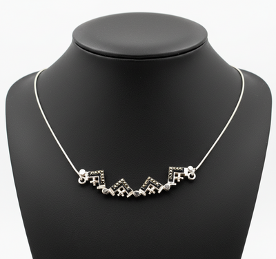 Two-Way Dark Blue Magnetic Jerusalem Cross Necklace with Gemstones