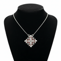 Two-Way Dark Red Magnetic Jerusalem Cross Necklace (White Gemstones)(S)