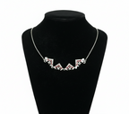 Two-Way Dark Red Magnetic Jerusalem Cross Necklace (White Gemstones)(S)