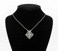 Two-Way Magnetic Dark Blue Jerusalem Cross Necklace (White Gemstones)(S)