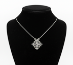 Two-Way Magnetic Dark Blue Jerusalem Cross Necklace (White Gemstones)(S)