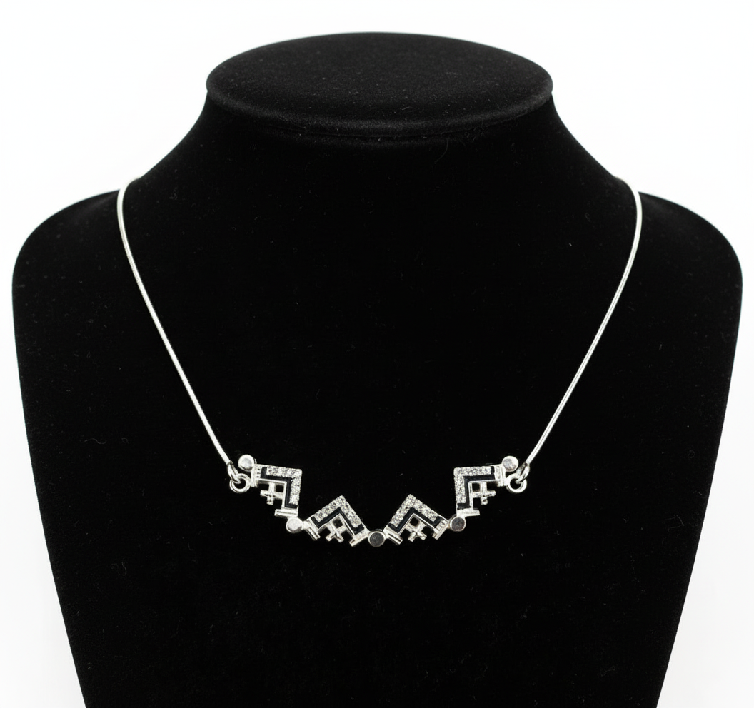 Two-Way Magnetic Jerusalem Cross Necklace (White Gemstones)