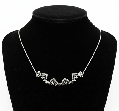 Two-Way Magnetic Jerusalem Cross Necklace (White Gemstones)