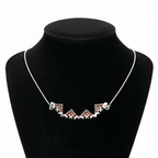 Two-Way Dark Red Magnetic Jerusalem Cross Necklace with Gemstones(S)