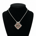 Two-Way Dark Red Magnetic Jerusalem Cross Necklace with Gemstones(S)