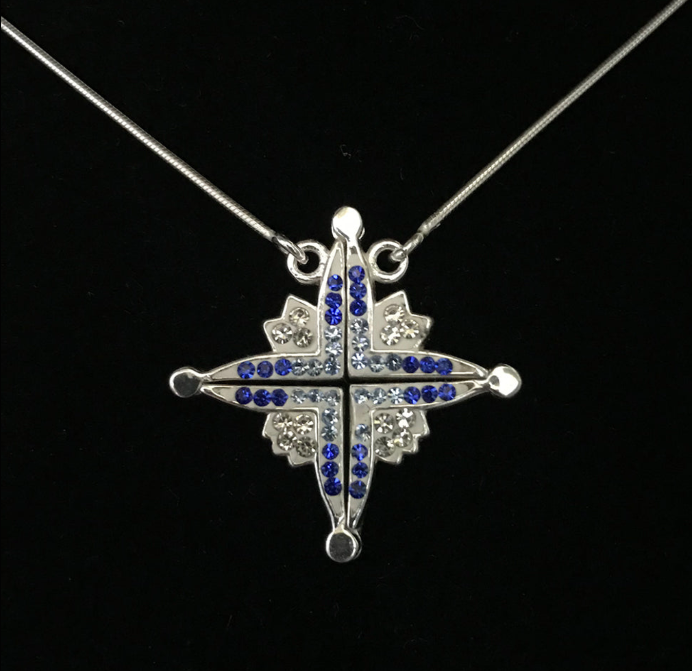Two-Way Magnetic Star of Bethlehem Necklace with Blue Gemstones