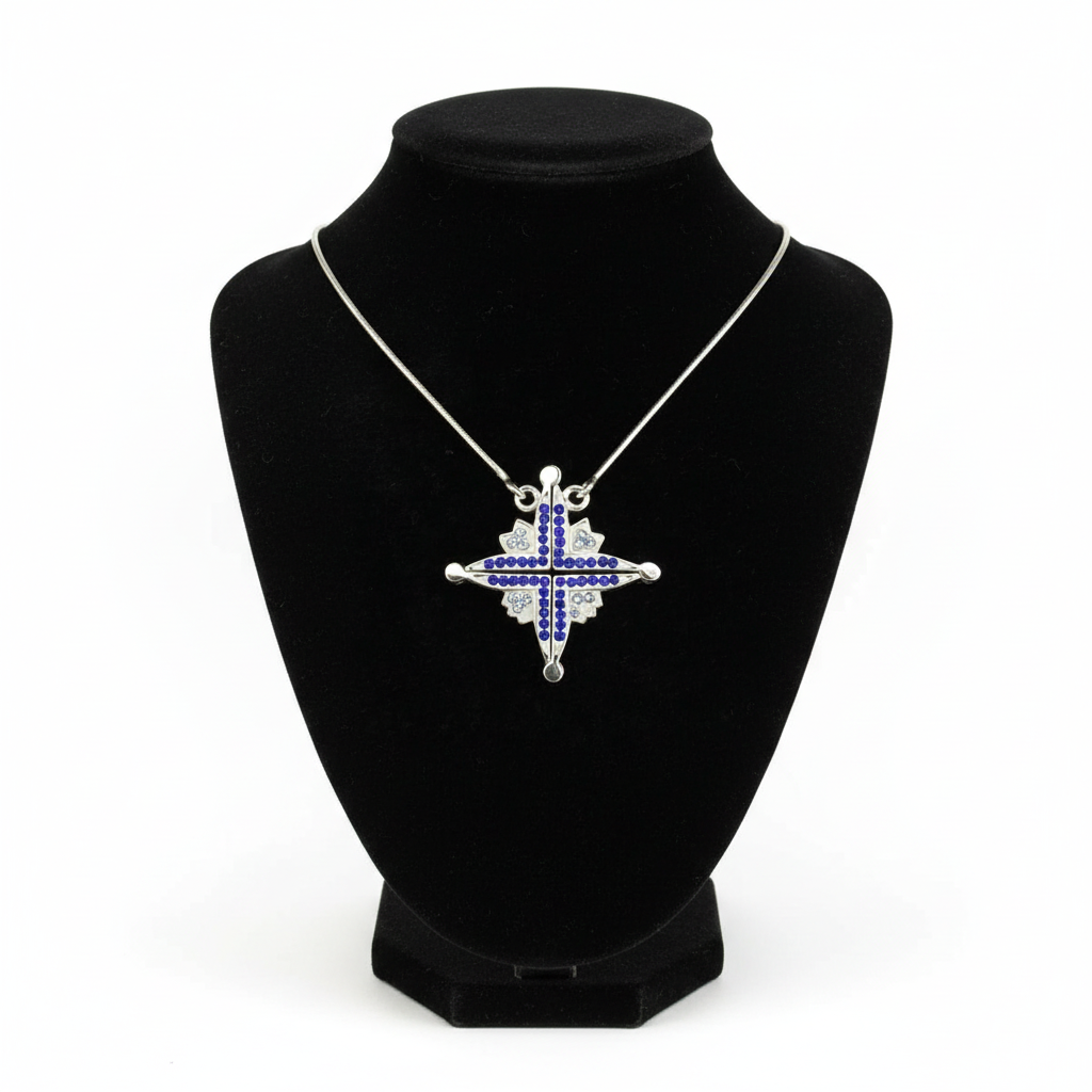 Two-Way Magnetic Star of Bethlehem Necklace with Blue Gemstones