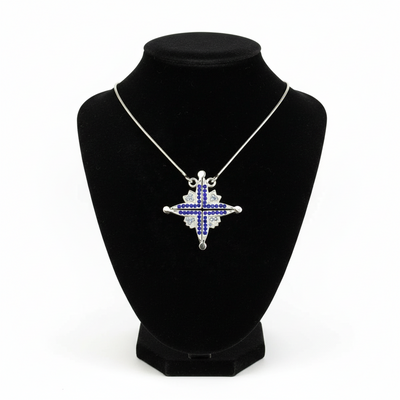 Two-Way Magnetic Star of Bethlehem Necklace with Blue Gemstones