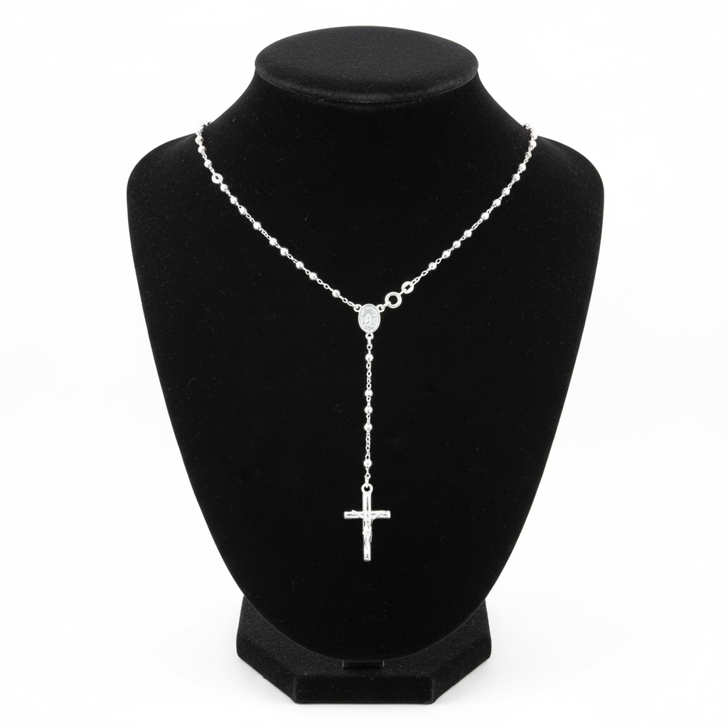 Rosary Necklace (S), Sterling Silver