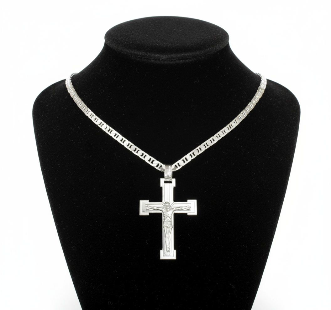 Crucifix Necklace, Sterling Silver