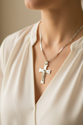 Crucifix Necklace, Sterling Silver | Olive Wood from Bethlehem