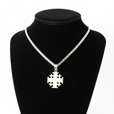 Sterling Silver Jerusalem Cross Necklace (S)