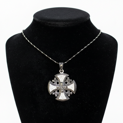 Jerusalem Cross Necklace with Gemstones (S), Sterling Silver Alisee Pattee
