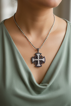 Collar Cruz de Jerusalén (P), Piedras Preciosas Multicapa | Artesanías de Belén