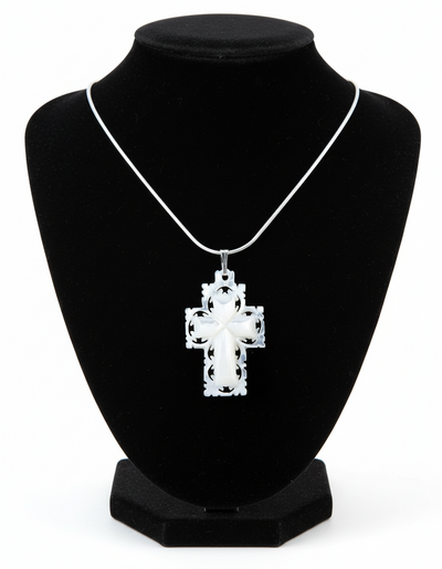 Mother of Pearl Cross Pendant, Sterling Silver