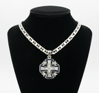 Religious jewelry hand made in Bethlehem Holy Land, front view of the sterling silver masterpiece