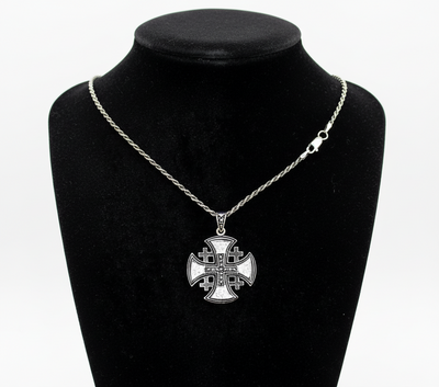 Jerusalem Cross Necklace with Gemstones (L)Sterling Silver Alisee Pattee