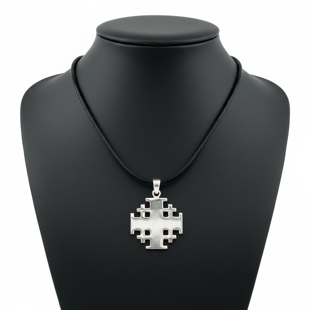 Sterling Silver Jerusalem Cross Necklace (L)