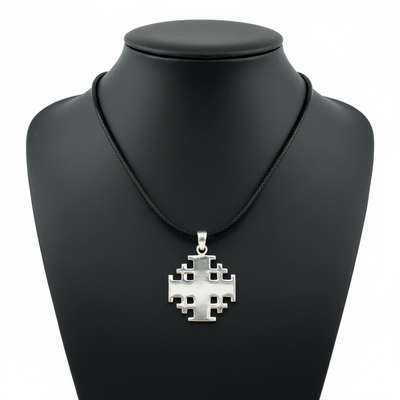 Sterling Silver Jerusalem Cross Necklace (L)