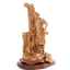 St. Joseph "The Carpenter with Jesus Playing" Sculpture, 14.2" Holy Land Olive Wood Carving