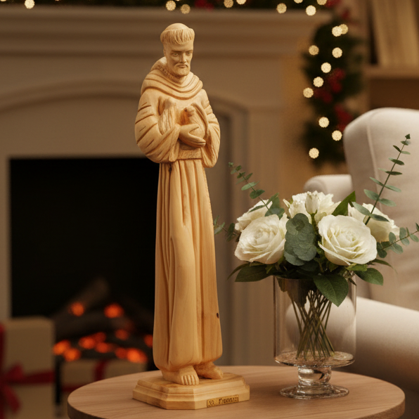 Francis of Assisi, Patron Saint of Ecology, 11.4" Tall Carved Statue