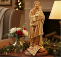 St. Joseph Carving from Olive Wood in Holy Land. 13.6"