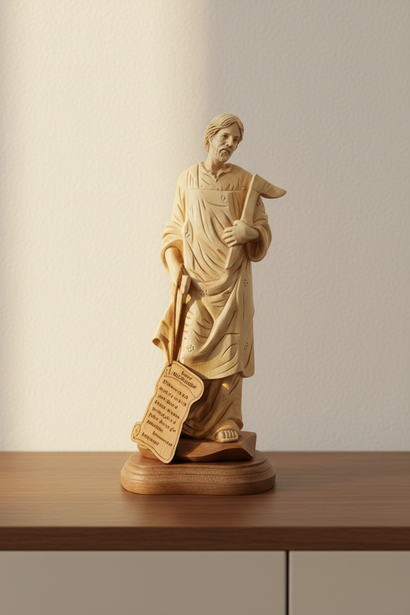 Estatua de madera tallada de San José de Tierra Santa de 11.4"