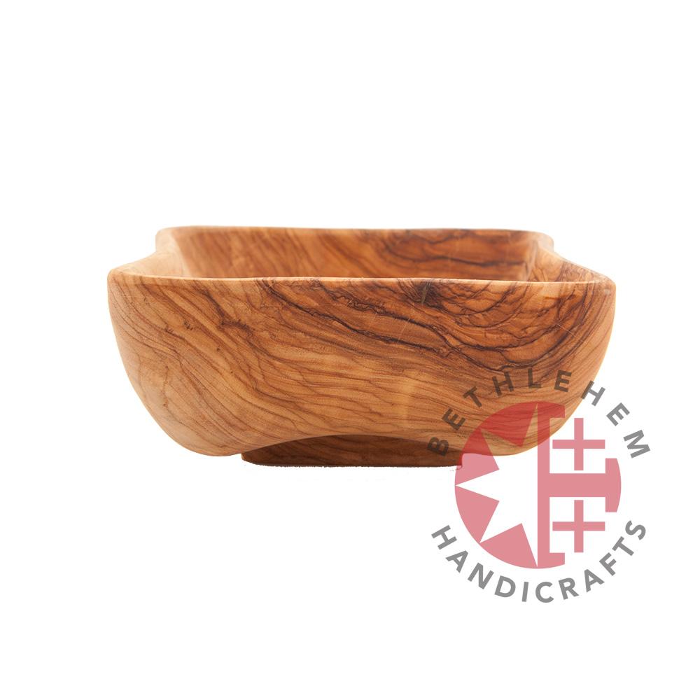 Hand carved teak square olive wood bowl from Bethlehem